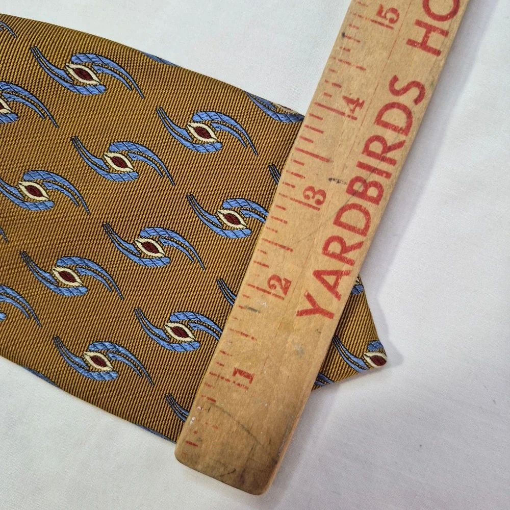 Robert Talbott Studio Repp Tie Mens Gold Blue Abstract Silk Necktie Professional